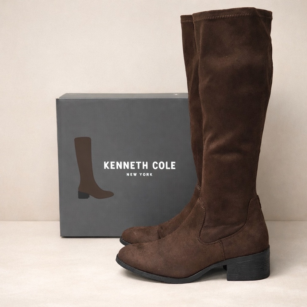Kenneth Cole Stanford Brown Leather Boots Women’s Size 8.5 New In Box - Picture 1 of 4